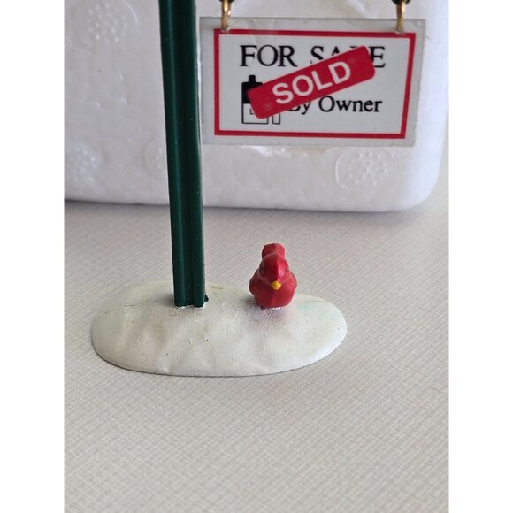 Miniature Signpost Figurine With "For Sale By Owner" & "Sold" Sign Featuring Bir - Picture 7 of 9